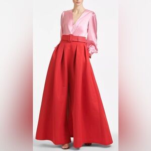 NEW Sachin & Babi Zoe Satin Colorblocked Long sleeves Pink Gown Sz 6